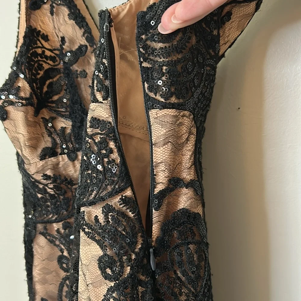 Free People Night Shimmer Sequin Lace Mini Dress Size‎ 0 Black Homecoming